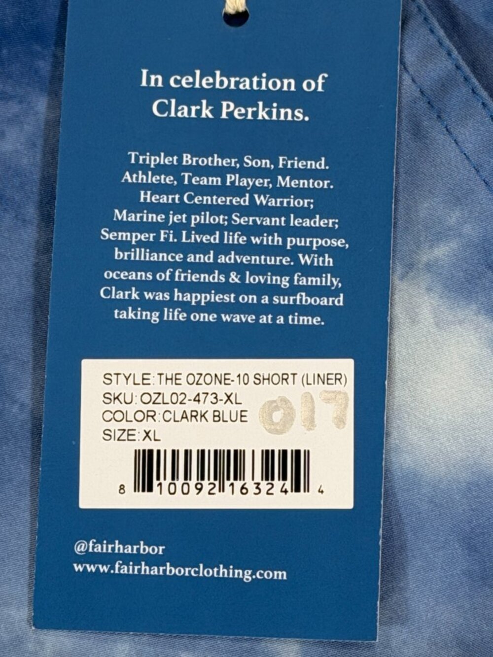 Fair Harbor The Ozone 10" Board Shorts Blue Tie Dye XL Chafe Free Liner NWT - Picture 7 of 16